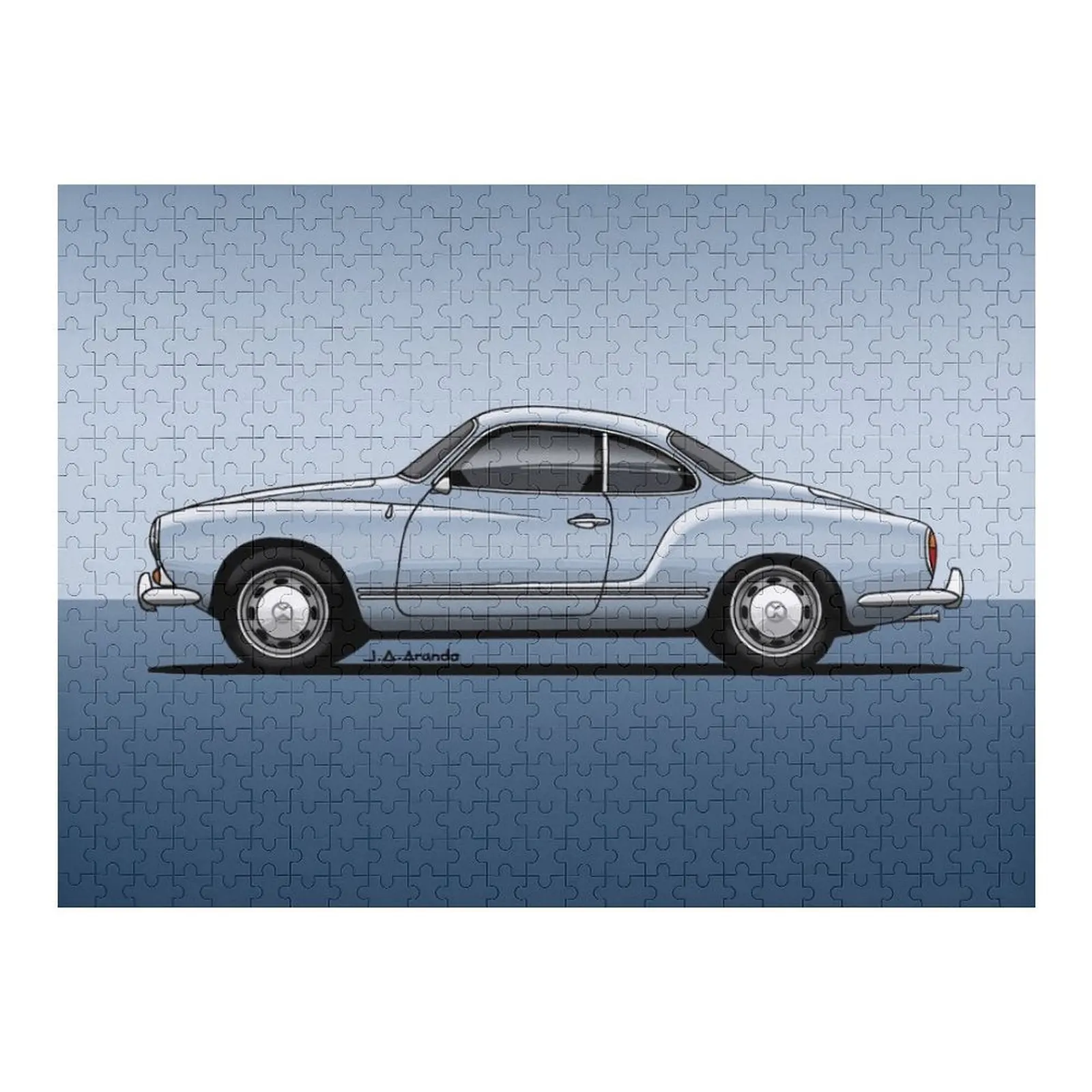 

My drawing of the My drawing of the blue-gray Ghia coupe classic car Jigsaw Puzzle Wood Adults Custom Gifts Puzzle
