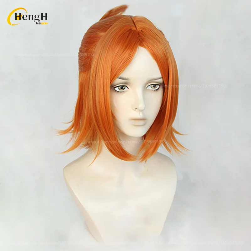 W magazynie Syntetyczne Anime Aoi Yuta Aoi Hinata Cosplay Peruka 2Wink Krótka 35cm Pomarańczowo-żółta Pół wiązana peruka Żaroodporne peruki do włosów