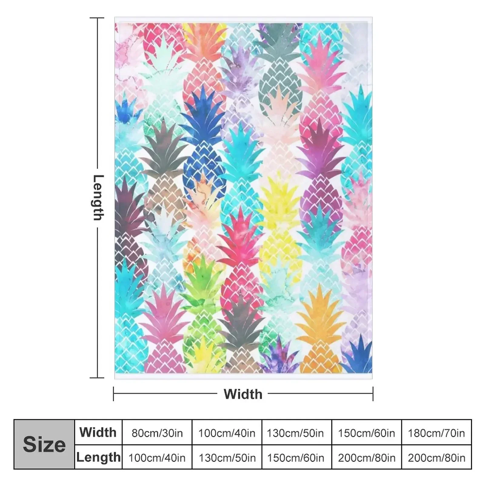New Hawaiian Pineapple Pattern Tropical Watercolor Throw Blanket couch cozy soft plush fuzzy picnic outdoor blanket