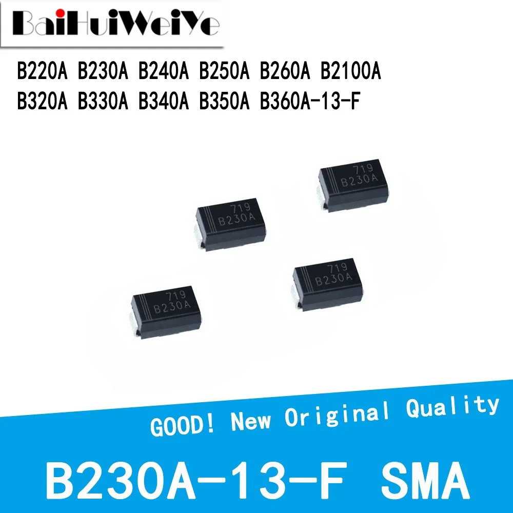 50PCS B340A B230A B220A B240A B250A B260A  B320A B330A B350A B360A B2100A -13-F SMA SMD Schottky Diode