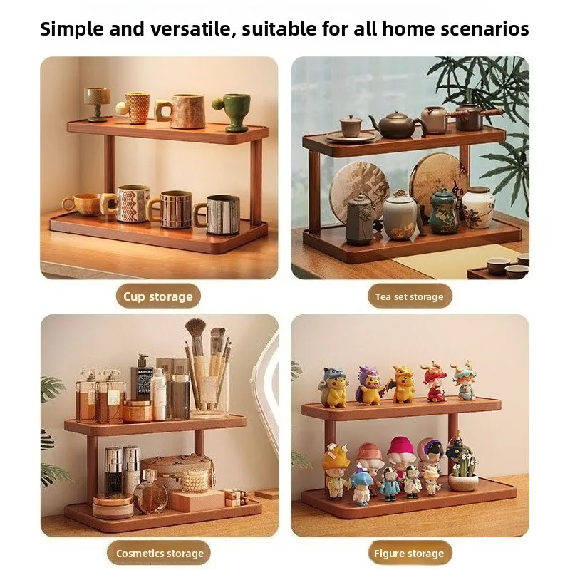 Mehrzweck-Desktop-Getränkehalter-Organizer für Büro/Zuhause, platzsparendes Kaffeetassenregal mit 2 Etagen für Wasserflaschen und Tee-Set – Detail 9