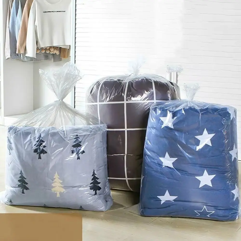 1 قطعة حقيبة بلاستيكية سميكة تتحرك S/M/L/XL/XXL ملابس شفافة حقيبة تخزين اللحاف مقاوم للماء الغبار حقيبة تعبئة الأمتعة