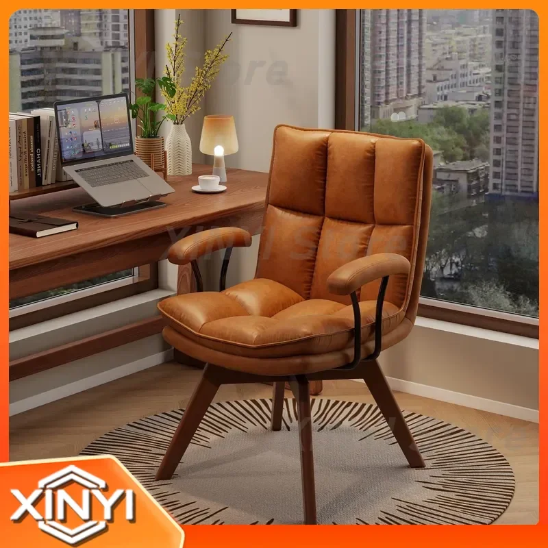 Rotating Solid Wood Desk Chair for Home Office Computer Use Comfortable Sedentary Study Bedroom Back Chair