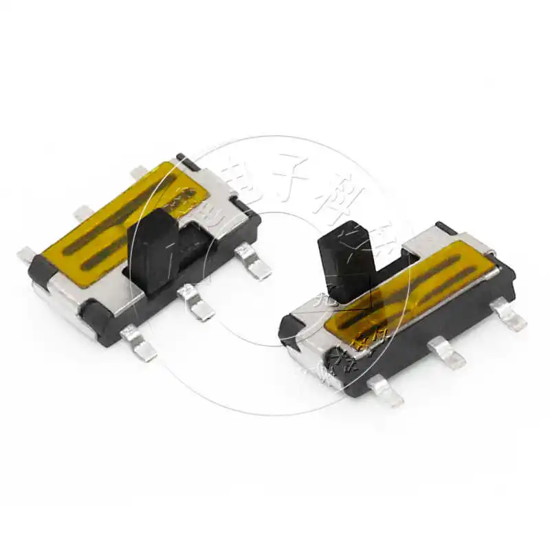 50PCS/MST-22C02T Mini MINI toggle switch with yellow film, small 6-foot 2-speed vertical patch sliding switch with slot