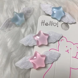 2pcs Fashion Pentagram Star Wings Hairpins Hair Duckbill Clip Sweet Hair Barrettes Y2K Hair Accessory Holiday Gifts Y08E
