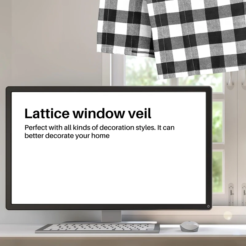 Büffel Plaid Volants für Küche Bauernhaus Check Plaid Volants für Fenster behandlung Dekor (schwarz und weiß)