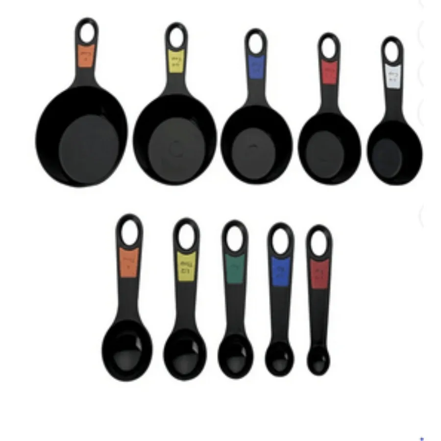 

Farberware Professional 10 Piece Plastic Nesting Measuring Cup and Spoon Set Black