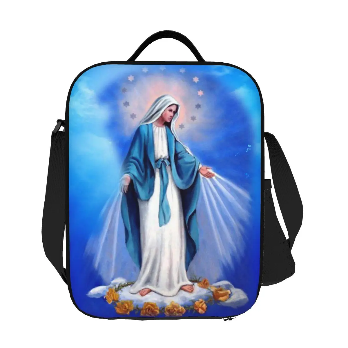 

Custom Catholic Virgin Mary Insulated Lunch Bag for Women Our Lady of Fatima Cooler Thermal Lunch Box Office Picnic Travel