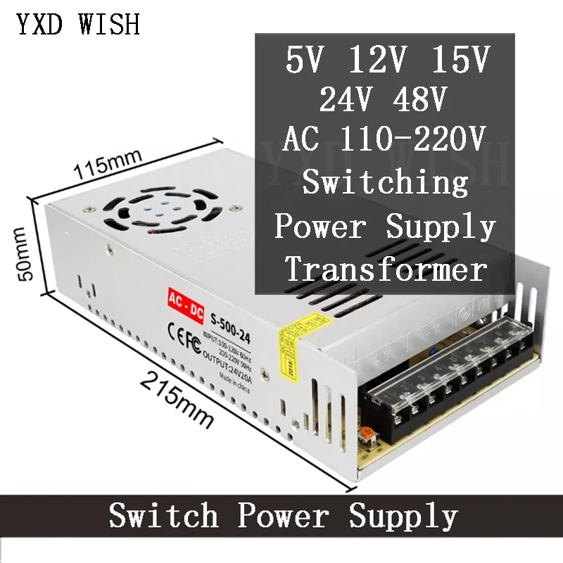 Switching power supply AC 220V to DC 5V 12V 15V 24V 48V Light Transformer 1A 3A 5A 7A 10A 20A 25A 30A 50A SMPS For Led Strip