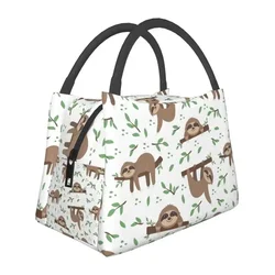 Cute Sloth Pattern Insulated Lunch Bags for Women Kawaii Lazy Animal Portable Cooler Thermal Bento Box Outdoor Camping Travel