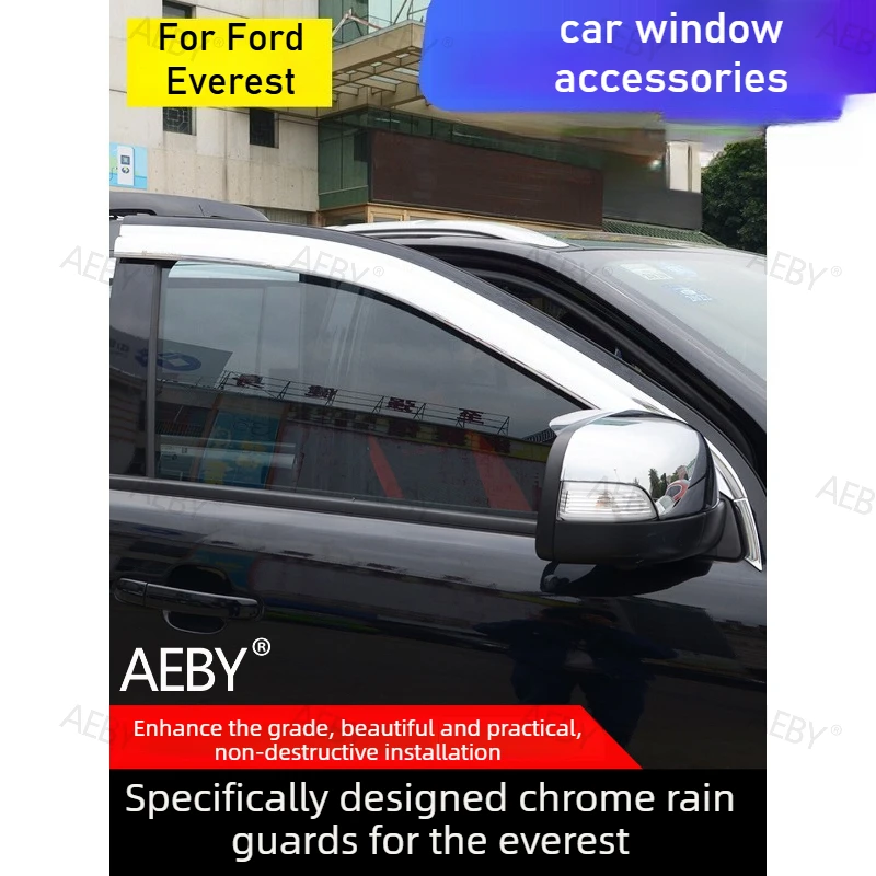 For Ford Everest 2015-2021 Chrome visor,Windproof and noise reduction,rain cover,UV protection,Accessories,air vent deflector