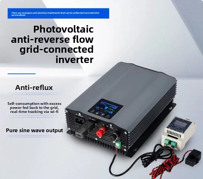 1000W 110V 220VAC Current Limiting Sensor Solar Wall Mounted, Optional WiFi or LCD, Can be Connected to Batteries Simultaneously