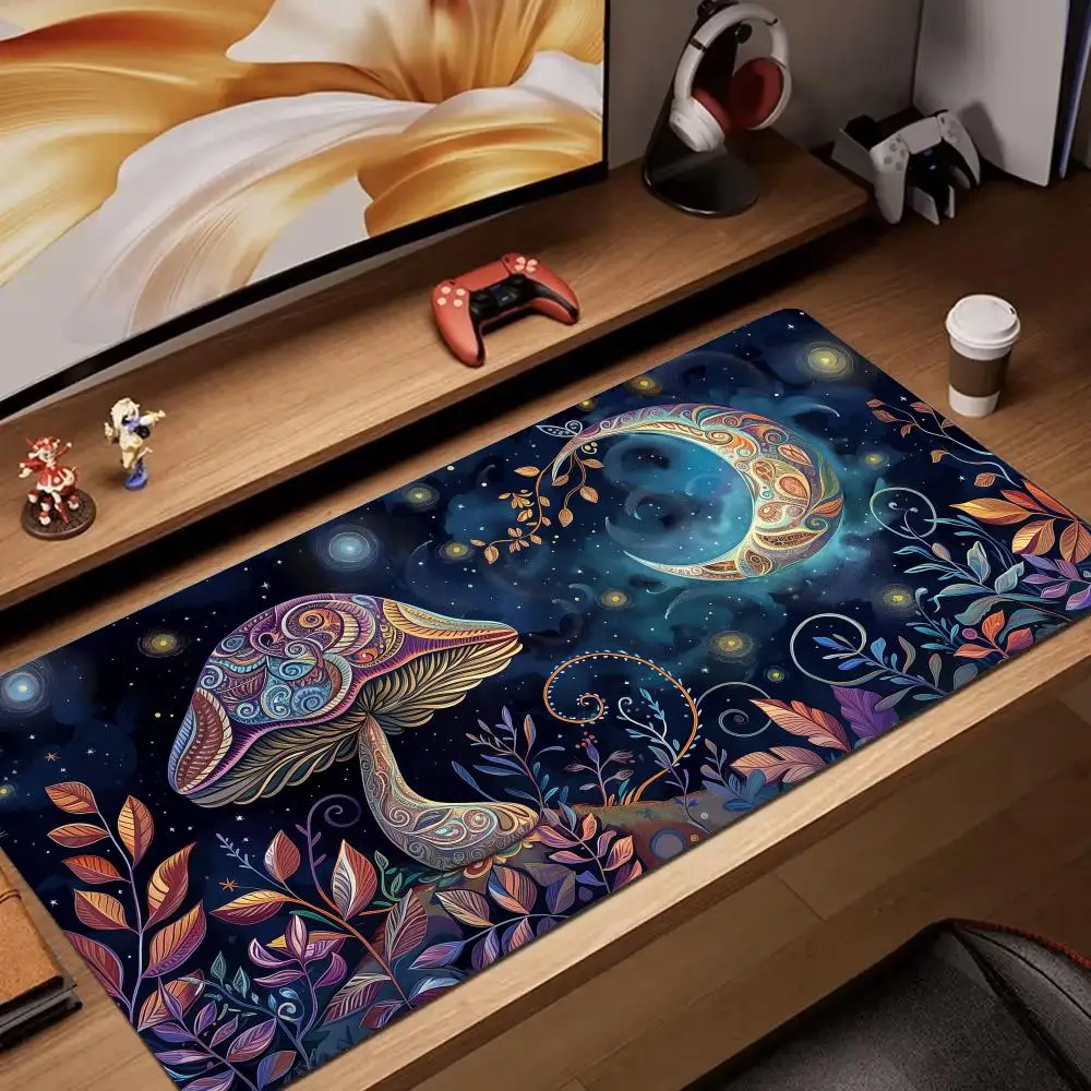 

Retro mushroom moon design Mouse Pad rubber anti-slip Desk Mat Gaming mat gamer pc accessories expansion mousepad water-washable
