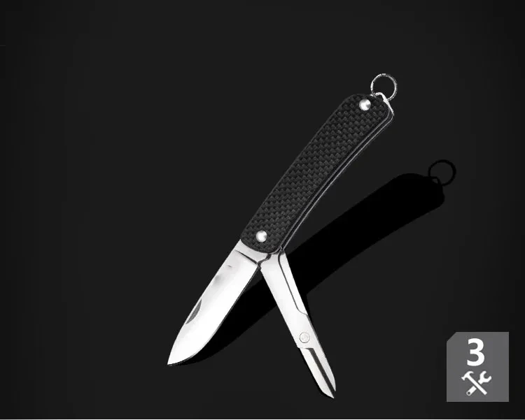 SRM  WA622 Mini EDC Pocket Folding Knife 12C27 Blade G10 Handle with Scissors Keyring NO LOCK