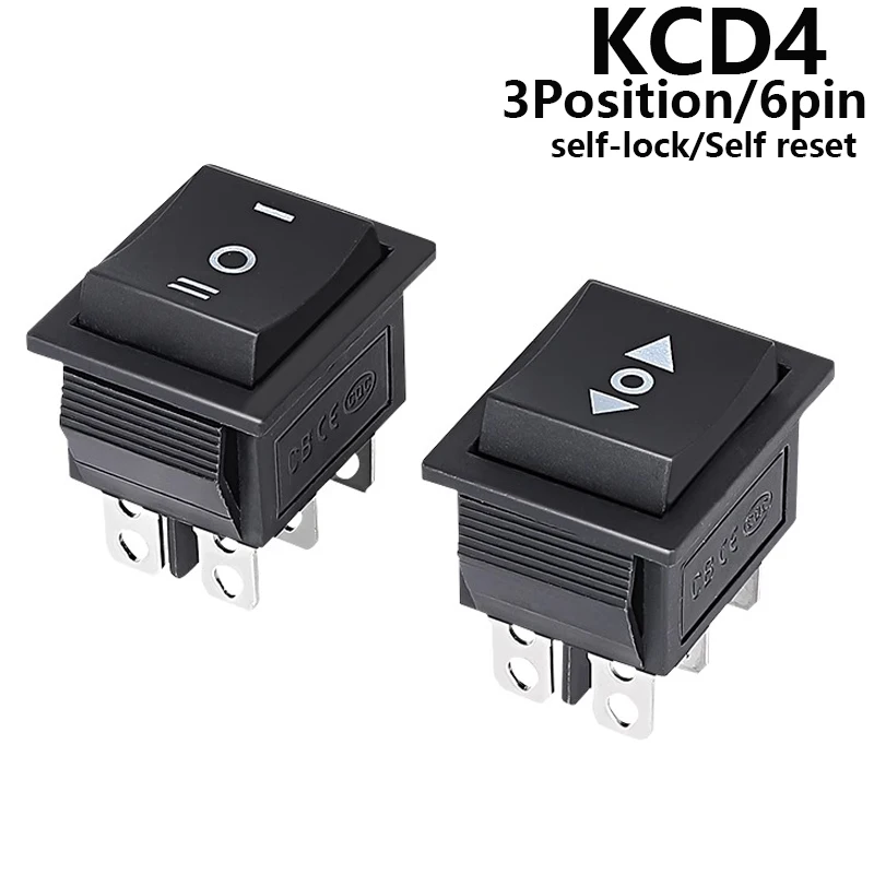 1 szt. DIY przełącznik Rocker wyłącznik zasilania łodzi 3-pozycyjny 6-pinowy przycisk zatrzaskowy z lampką KCD4 16A 250VAC/ 20A 125VAC On-Off