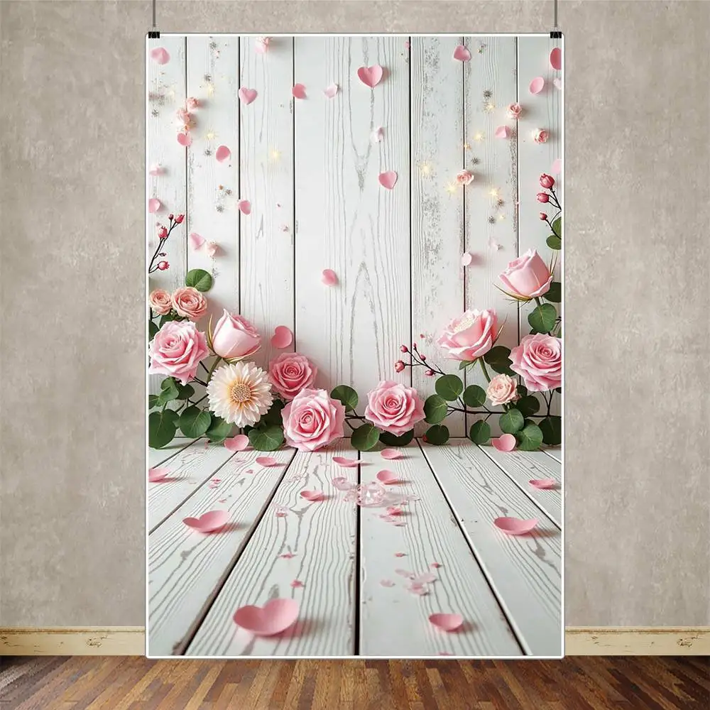 ดวงจันทร์. QG ดอกไม้ฤดูใบไม้ผลิไม้ Plank พื้นหลังการถ่ายภาพ Bokeh Blue Garden Photocall ฉากหลังเด็กสตูดิโอ Photozone อุปกรณ์เสริม