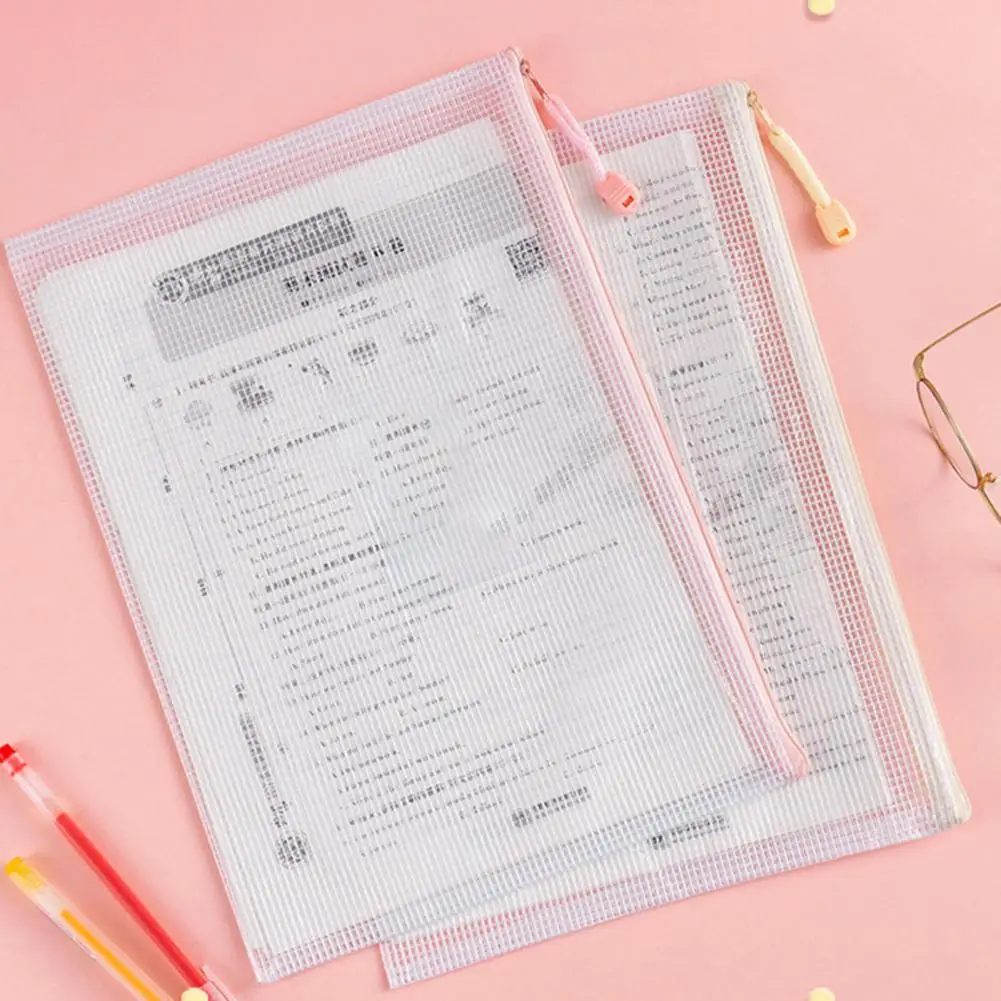 

File Bag Large Capacity Storage A4 Files Stationery Carrying Case Transparent Visual Stationery Pouch Office Document Organizer
