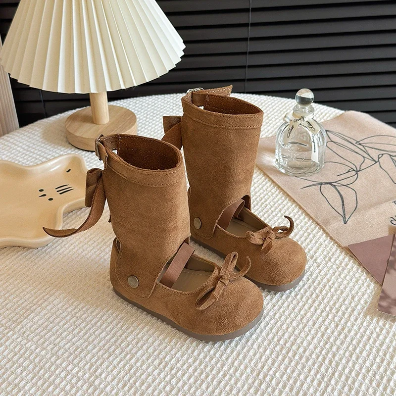 

2025 Children Casual Boots for Girls Autumn New Fashion Korean Style Soft Bottom Anti-slippery Versatile Princess Leather Shoes