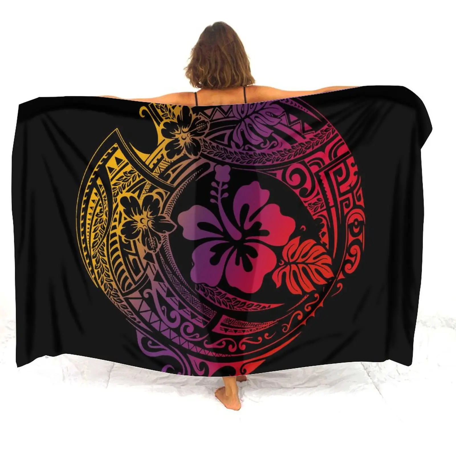 Summer New One-Piece Beach Apron Elegant Shawl Sun Protection Coat Fashion Women'S Sarong Custom Polynesian Unique Pattern