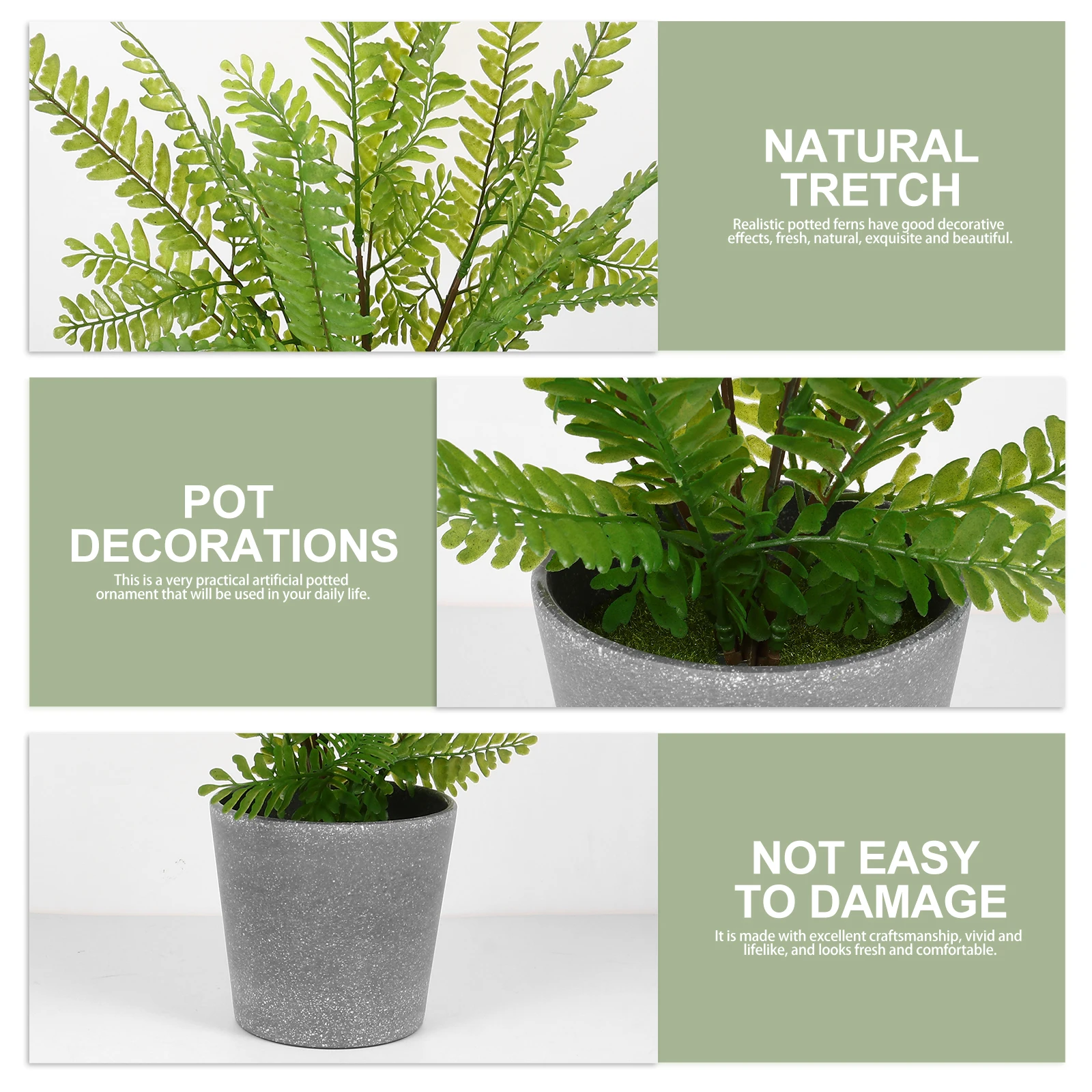 

1Pcs Artificial Fern Plant Realistic Potted Bonsai Excellent Texture Lifelike Leaves Stretching Desktop Greenery Ornament
