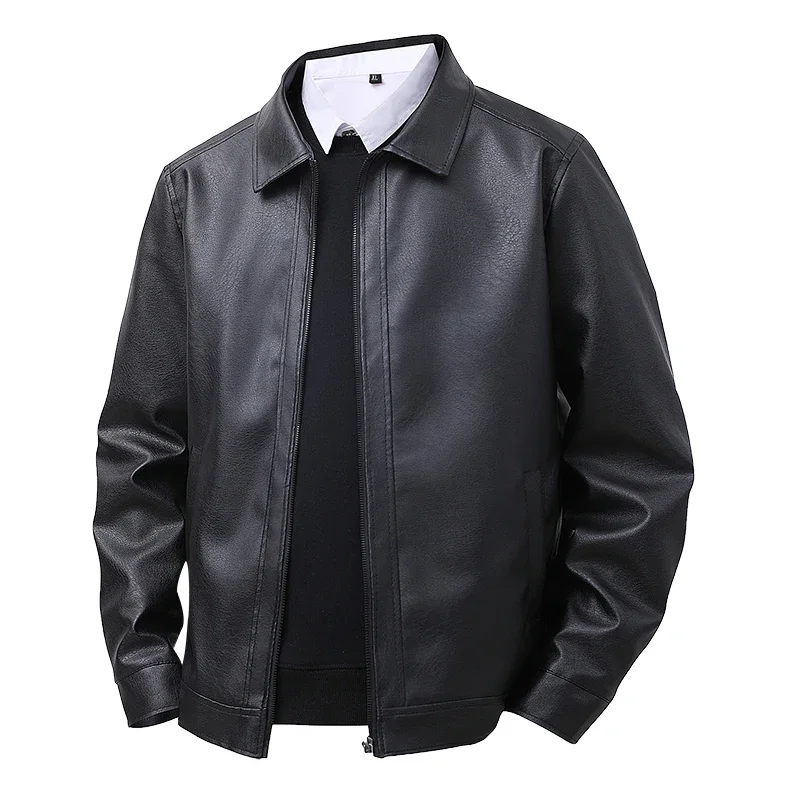 

Men Leather Jacket Spring Autumn Slim Fit Lapel Jacket Windproof Outdoor Casual Jacket Men's Clothing Leather Jacket Coats Men