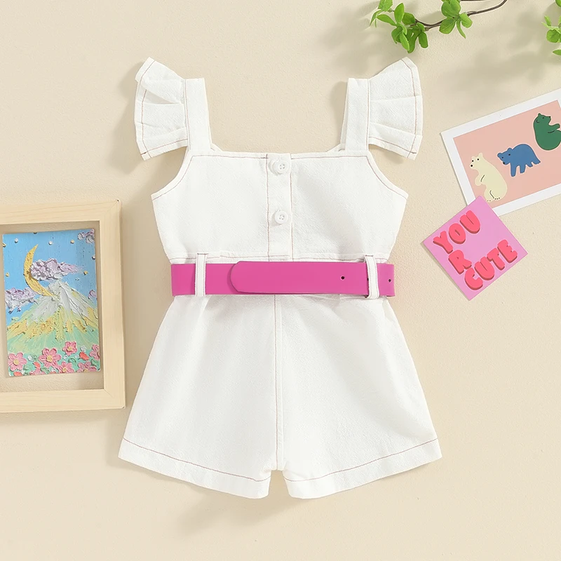 

Mubineo Toddler Baby Girl Summer Clothes Sleeveless Romper Jumpsuit Ruffle Outfits Kids Clothing Sets