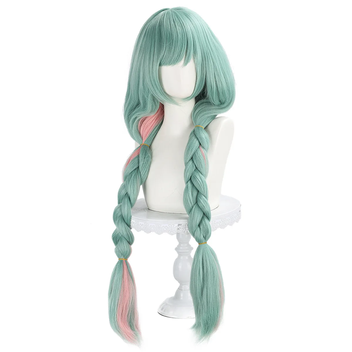 Synthetic Fox Inspired Cosplay Wig with Scalp Top, Fluffy Twin Braids, Wolf Cut, Mantis Style, Heat Resistant Party Hair