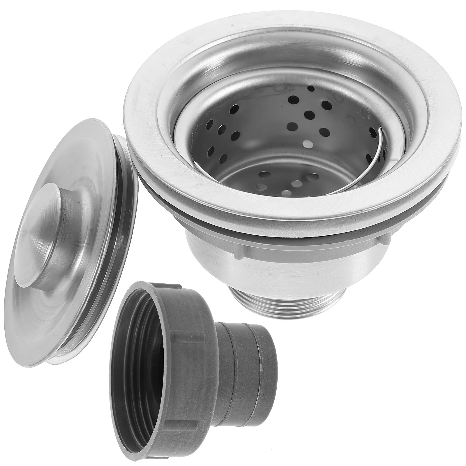 

1Set Kitchen Sink Drain Strainer Kit Stainless Steel Anti-Clog Easy Clean Smooth Edges Long-Lasting Basin Plug Chain