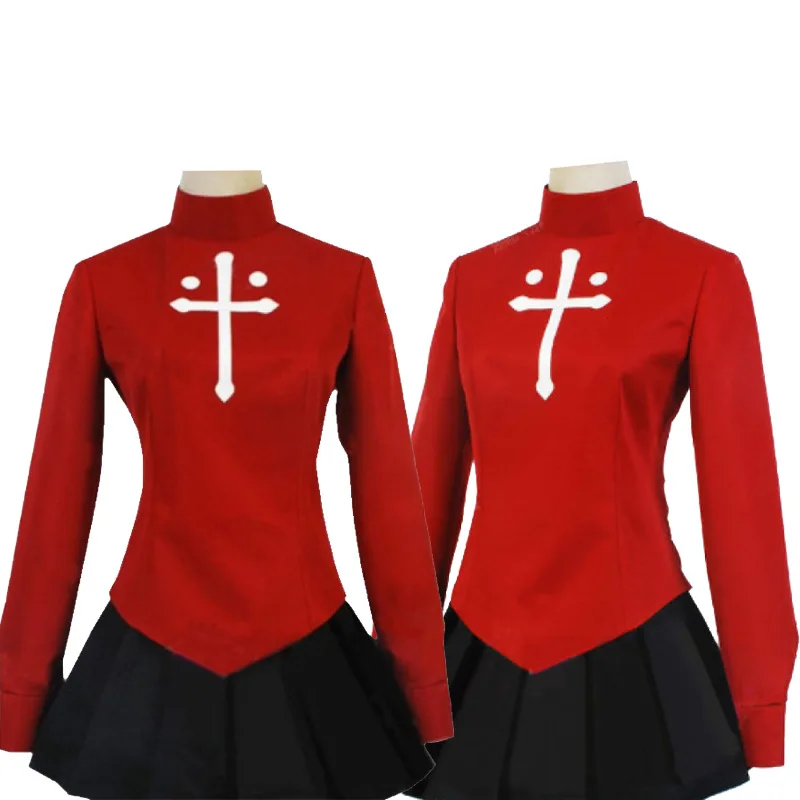 Fate Stay Night Tohsaka Rin Cosplay Costume pour femme, rouge, noir, ensemble jupe, carnaval, ply imbibé, jouer, robes d'Halloween