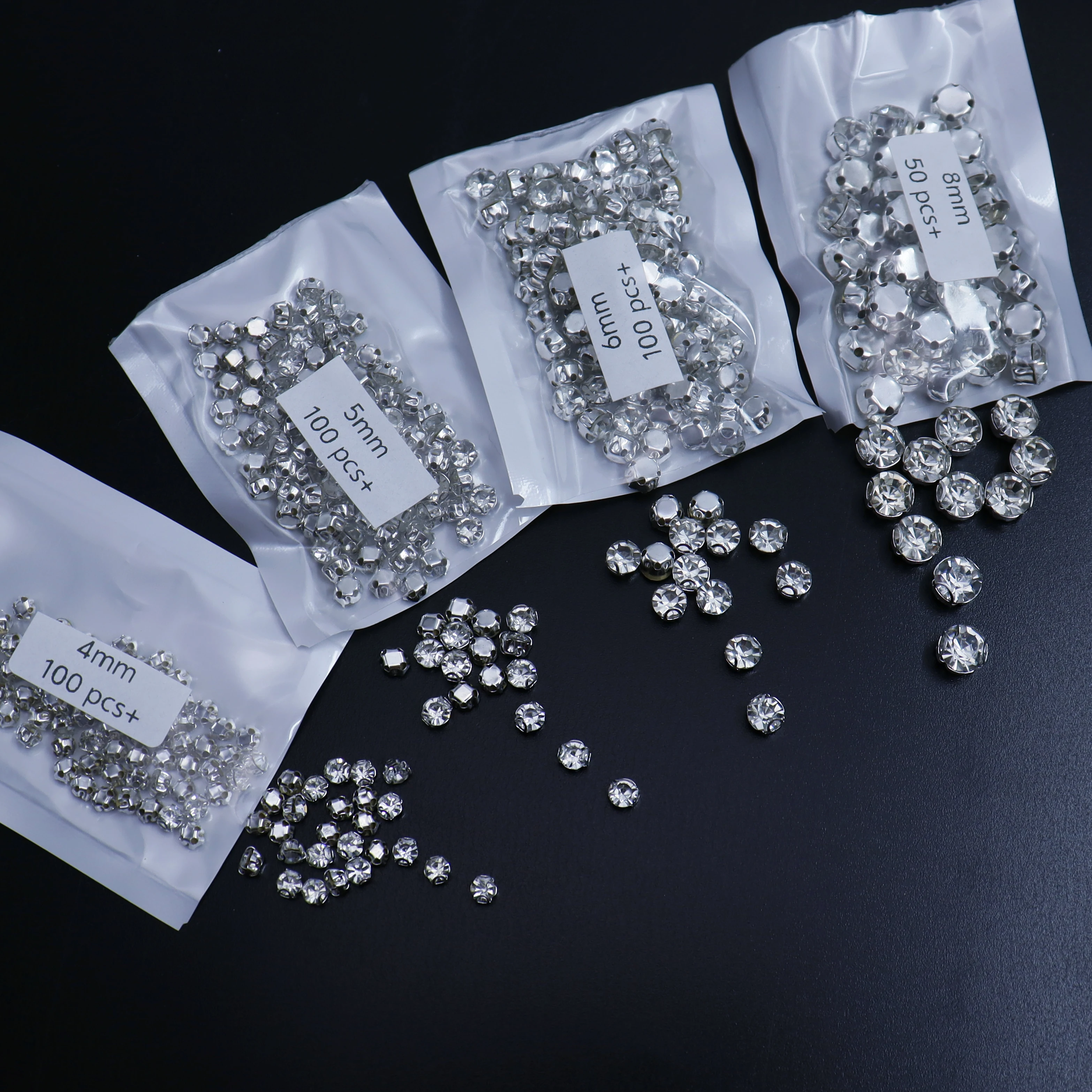 Silver-Base Glass Rhinestone for Sewing Clothing High-Quality Rhinestone Glass Bead for Wedding Jacket Collar Handcrafted Glass