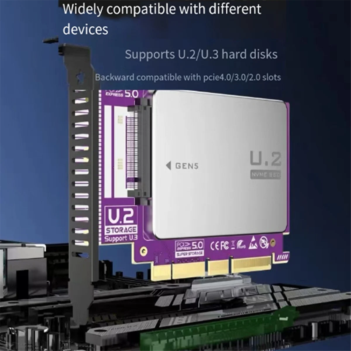 NEW PCIe 4.0 to U.2(SFF-8639) Adapter, 128Gbps GEN5 U.2 SSD to PCIE X4 X8 X16 Expansion Card for PCIe 4.0/3.0/2.0
