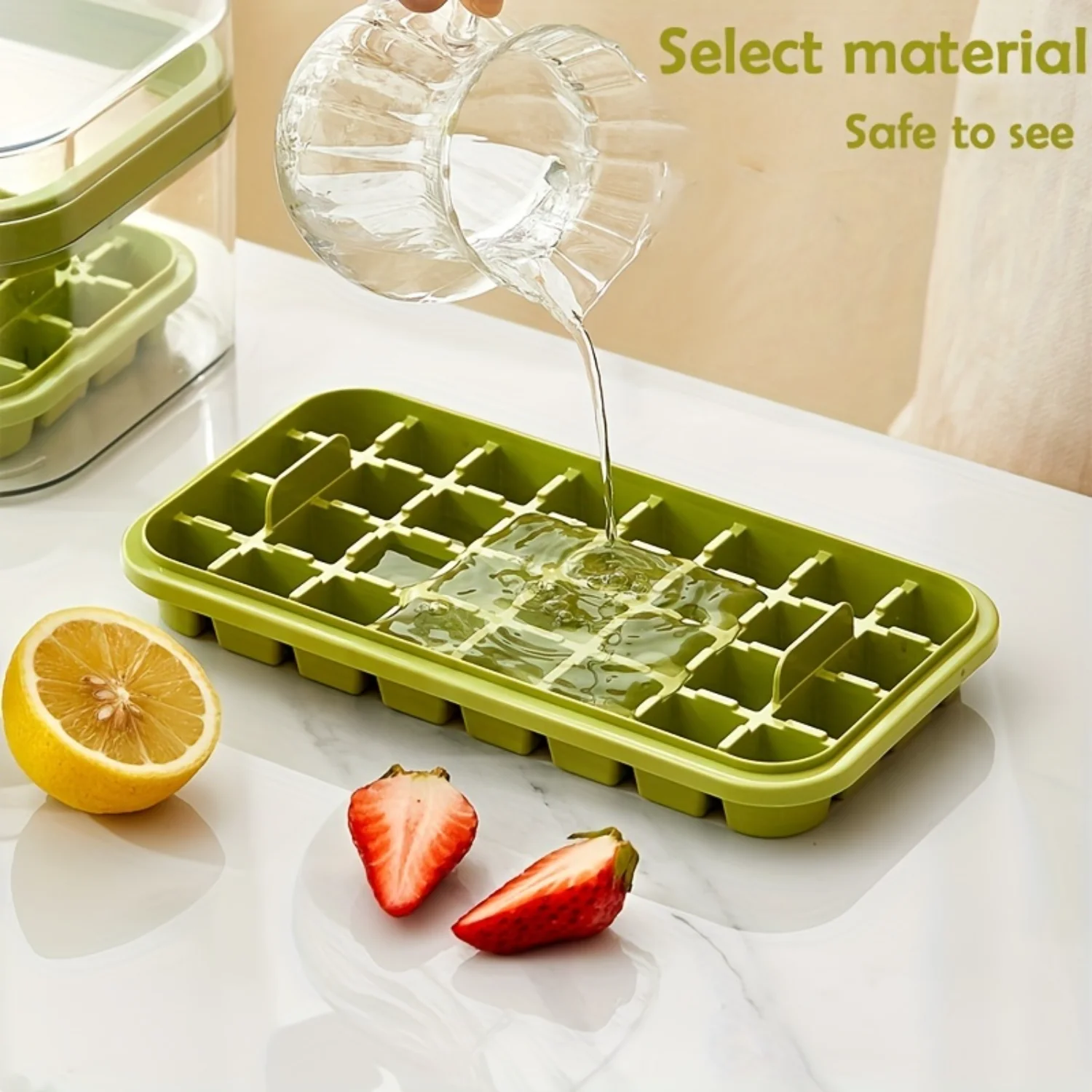 101oz Ice Cube Trays Set - 64 BPA-Free Plastic Trays with Lid, Bin & Scoop - High Capacity, Stackable & Easy Release for Freezer