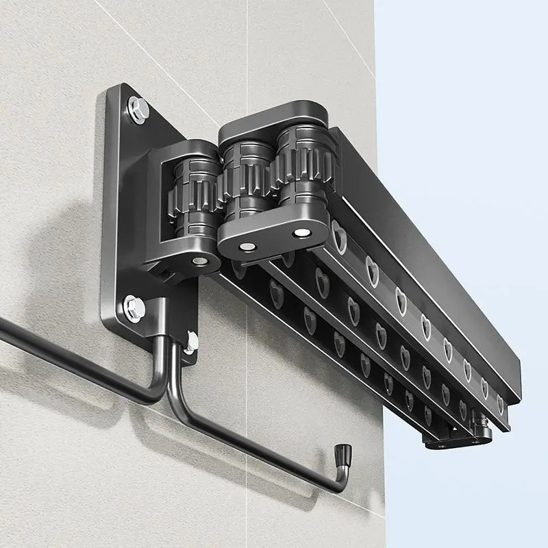 

Folding clothes drying rack, wall-mounted multi-functional balcony household clothes drying rod