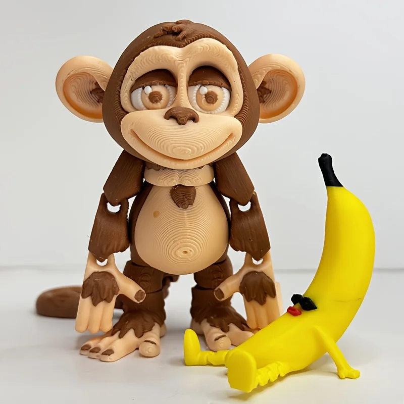 A Funny Monkey Statue, Multi-color 3D Printed Animal Set Ornament for Desk, Car or Office - Christmas, Halloween