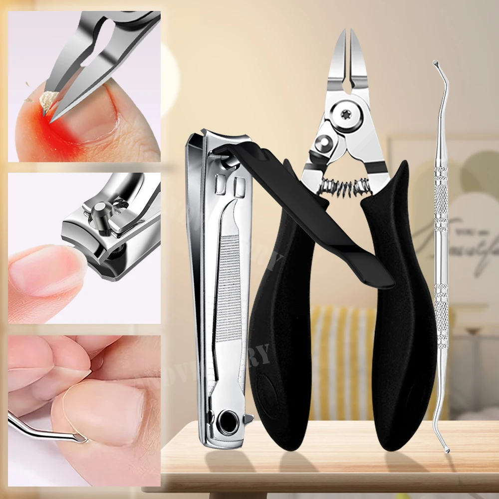 

3Pcs/Set Toenail Nail Clippers for Thinck Ingrown Nails Stainless Steel Straight Blade Ingrown Toenail Clipper Nail Cutter Set