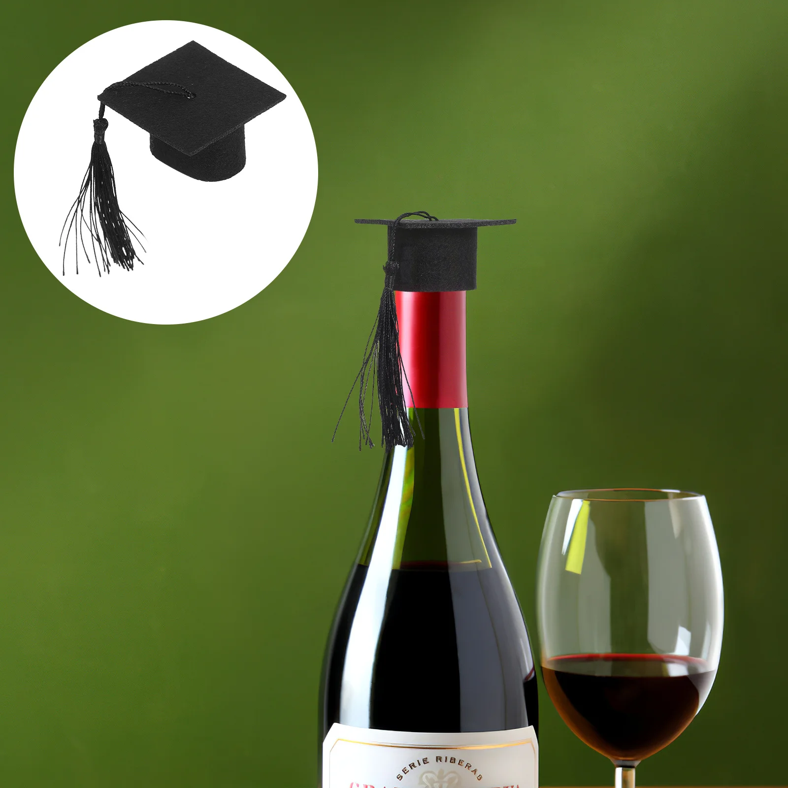 

20pcs Mini Cap Toppers For Wine Decoration, Graduation Hat Party Favors, Craft Bottle Covers, Kitchen Bar Accessories,