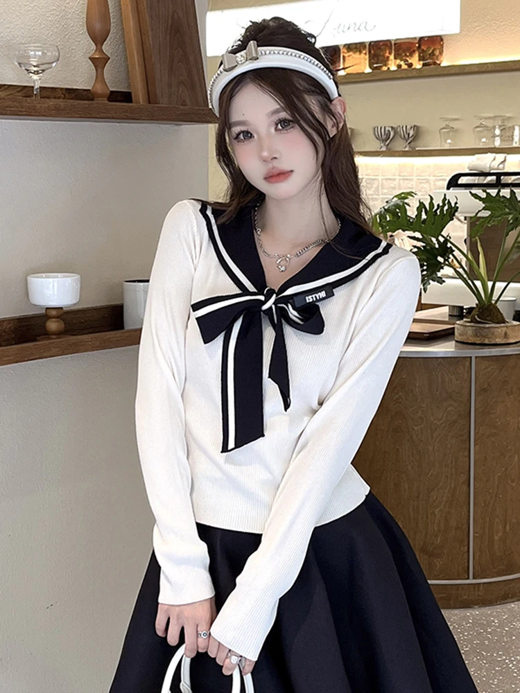 

Женский топ ISNI с воротником-стойкой, вязаный, свободный крой, осенняя новинка, удлиненный рукав, стандартный крой, в стиле «Sweet Wind»