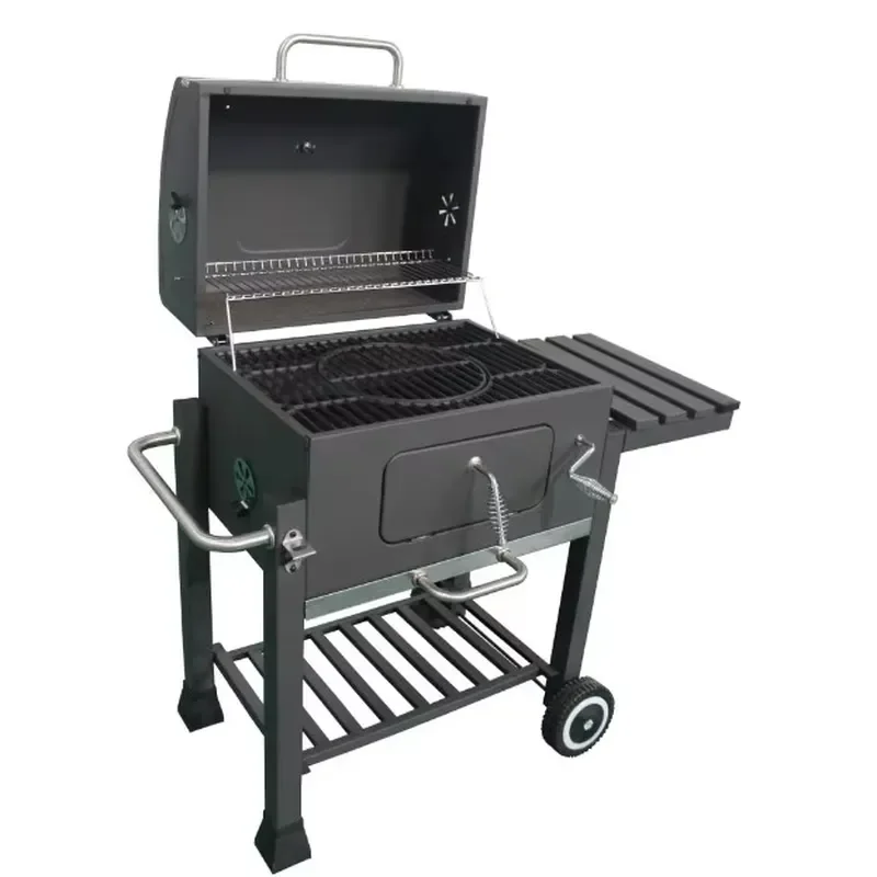 Remote Control Square Charcoal BBQ Grill Cart Iron Frame Powder Coated Smokeless Outdoor Barbecue Truck Eco Friendly Design
