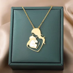 Mom and Choker Necklace For Women Gold Color Stainless Steel Necklace Charm Collier Family Jewelry Mother's Day Gift