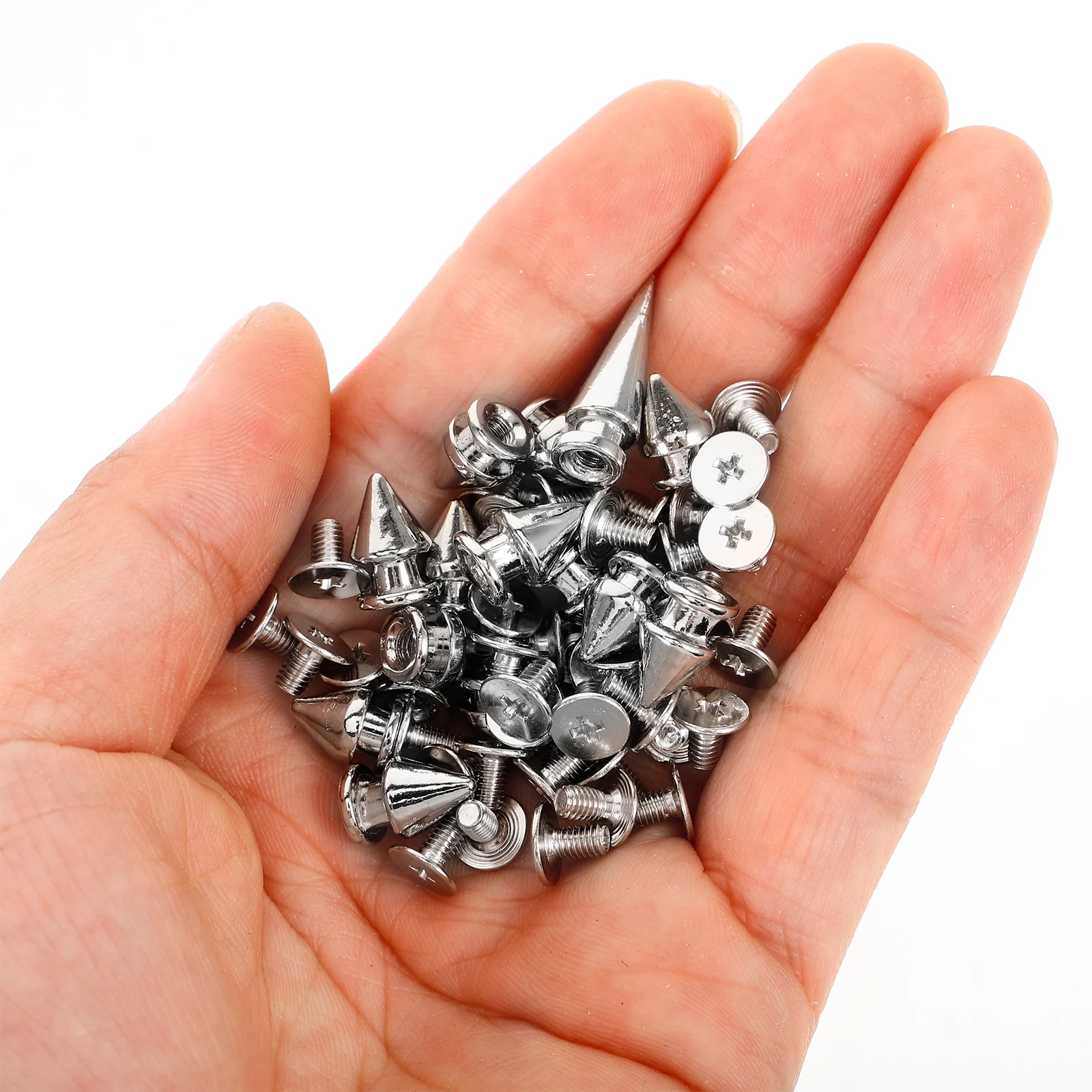 

1 set Punk Set 176 Pieces Cone Spike Metal Rivet Kit for Clothing Shoes Bags Craft Accessories Silver