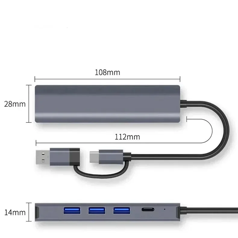 USB C HUB USB-C USB-A Multiport Adapter Type C USB 3.0 Data Transfer Gigabit Ethernet RJ45 Stacja dokująca do MacBooka Pro — zdjęcie produktu 3