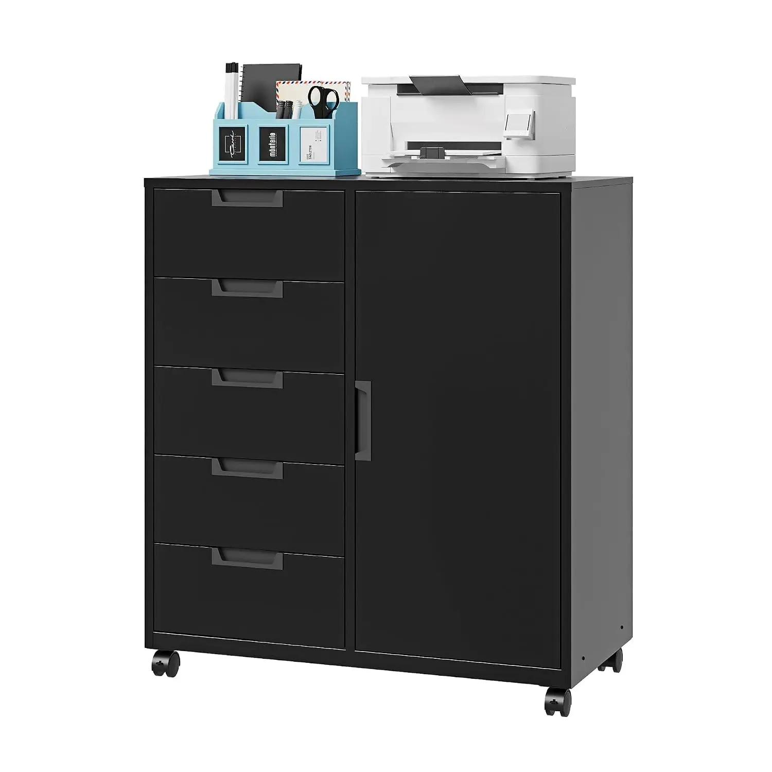 5-Drawer Storage Cabinet & Mobile Printer Stand with Shelf & Door for Home Office, Customized