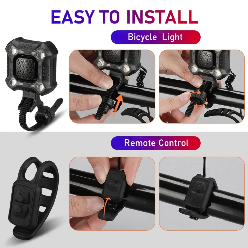 Elecpow Bicycle Headlight With Horn Waterproof Night Riding Strong Bike Light 6 Adjustable Sounds And 8 Adjustable Lights