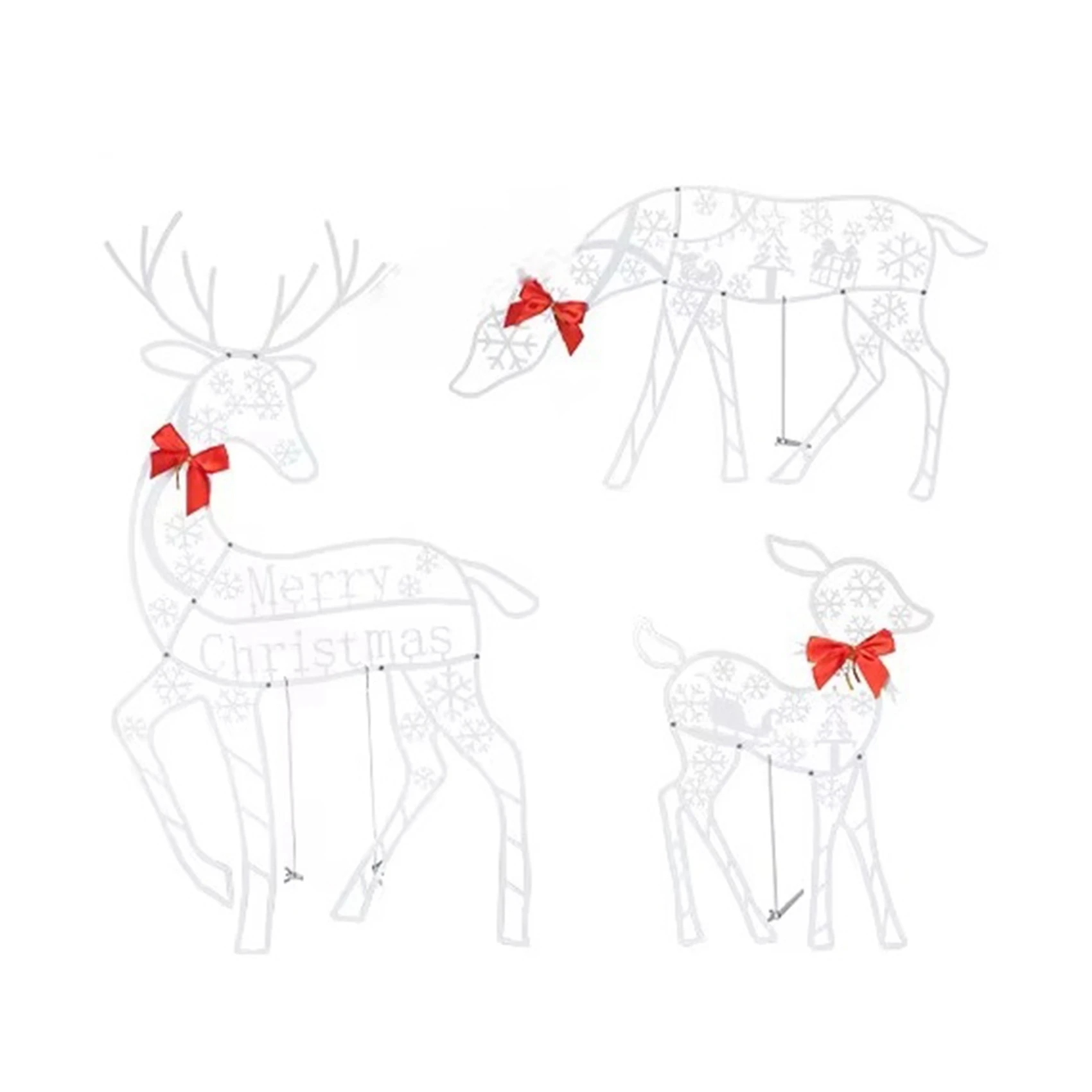9PCS Handmade Iron Artelk Deer Christmas Garden Decor &LED Light Glowing Glitter Reindeer Xmas Home Outdoor Yard Decor