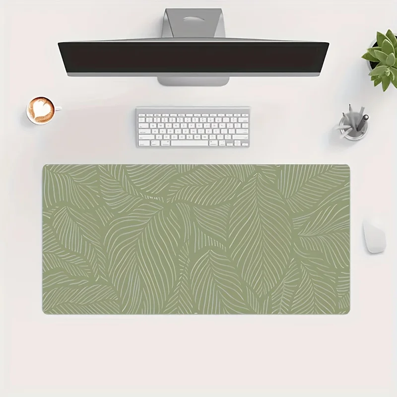 

Green leaf texture pattern mouse pad, large expansion computer accessory, washable rubber base, suitable for office or home use