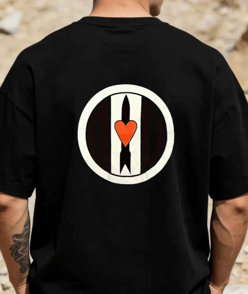 Love and Rockets Men's Vintage Retro Rocket Heart T-Shirt 60s 70s Streetwear Gym Casual Wear & Gifts Retro Round Neck Loose Fit