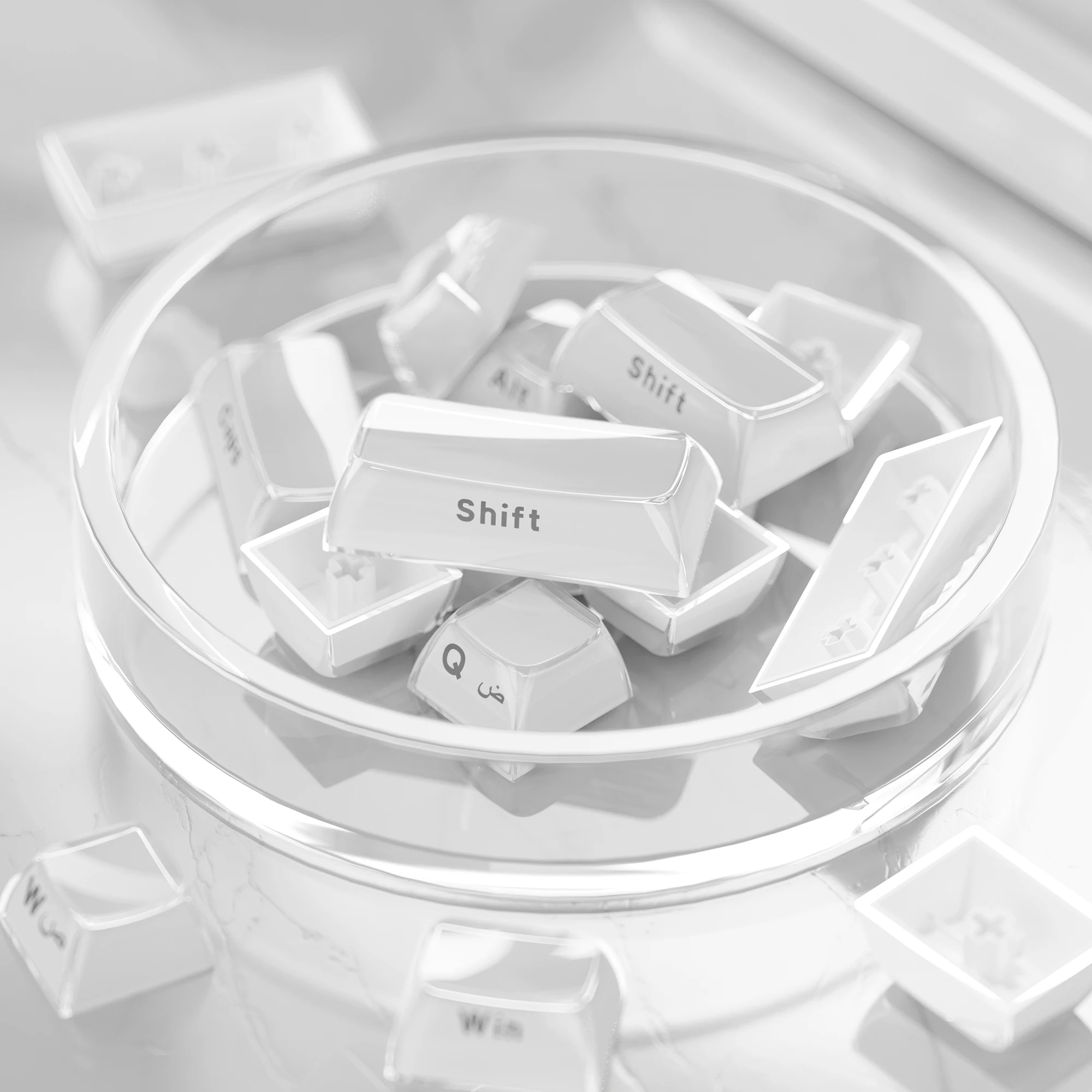 XVX Key Caps OEM Arabic White Crystal Jelly keycap for Cherry MX Mechanical Keyboard 75% 113 Keys view 3
