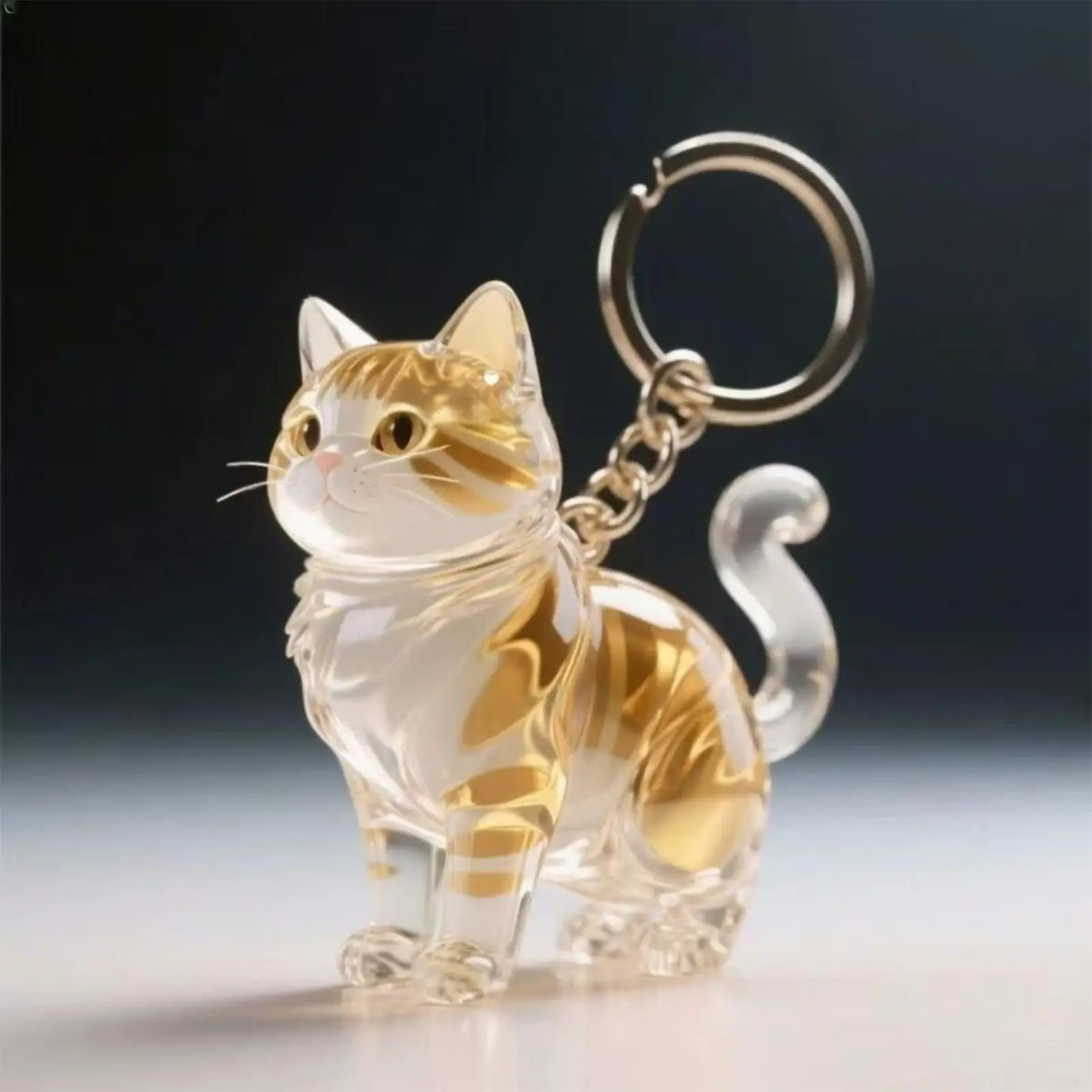 Pet Hair Storage Keychain Cat Shape Clear Keyring Portable Pet Hair Keepsake For Remembrance Backpack Purse Wallet Schoolbag
