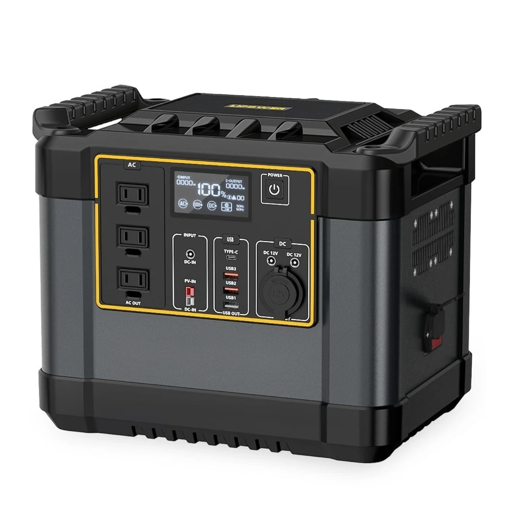 

Portable Power Station 1075Wh LiFePO4 Battery,1200W (2000W Peak) Solar Generator with 10ms UPS,50-Min Fast Charge,Plug, Custom