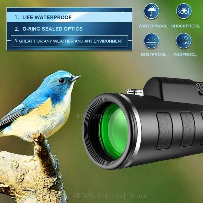 40X60 Zoom HD Powerful Binoculars Long Range Portable Professional Telescope Monocular Low Light For Hunting Camping